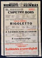 1947 A Szegedi Állami Nemzeti Színház műsorának plakátja, hajtott, 49x35 cm
