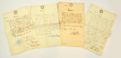 1846-1853 3 db okmány szignettás papíron, egyiken szárazpecséttel