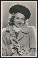 Tóth Júlia (1920-?) színésznő aláírása őt ábrázoló képeslapon, 14x9 cm