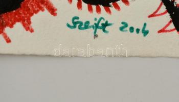 Szeift Béla (1944-2012): Burjánzás. Vegyes technika, papír, jelzett, 29×42 cm