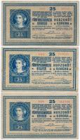 1918. 25K "3013" és "3135" közötti sorozatszámokkal, mind hullámos hátlappal, kö...