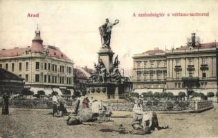 Arad, Szabadság tér, Vértanú-szobor, Kerpel Izsó kiadása / square, statue (EK)