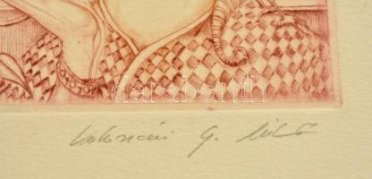 Kolozsvári G. Miklós (1950-): Illat. Színes rézkarc, papír, jelzett,  14,5×10 cm