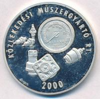 2000. "Közlekedési Műszergyártó Rt. / Centenáriumi emlékérem" jelzett Ag emlékérem (35,36g/0.925/42,5mm) T:1-(PP)