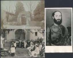 cca 1918-1935 3 db katonai témájú fotó: tábori mise Parádfürdőn, altiszti iskola kapuja, Gajáry Antal fotómásolat, 13,5x9 cm