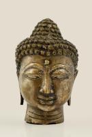 Fém Buddha-fej, jelzés nélkül, kis lyukakkal /  Buddha head, metal, 15cm