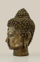 Fém Buddha-fej, jelzés nélkül, kis lyukakkal / 
Buddha head, metal, 15cm