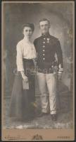 1912 Osztrák-magyar katona műtermi fotója, 'Jubileumi kereszt' kitüntetéssel, Axer J. Kősz...