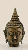 Fém Buddha-fej, jelzés nélkül, kopott /  Buddha head, metal, 13 cm