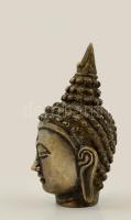 Fém Buddha-fej, jelzés nélkül, kopott / 
Buddha head, metal, 13 cm