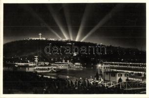 1938 Budapest XXXIV. Nemzetközi Eucharisztikus Kongresszus, esti hajófelvonulás a Dunán