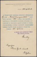 1905 az Országos Magyar Képzőművészeti Társulat levele Kosztolányi-Kann Gyula (1868-1945) festő részére képének (Részlet Lussingrandéból) megvételéről