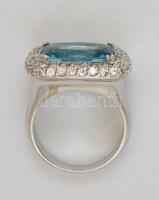 Ezüst(Ag) csiszolt üveggel gyűrű, jelzett, méret: 55, bruttó: 9,9 g