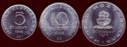 1948. 5Ft Ag + 10Ft Ag + 20Ft Ag "Szabadságharc" sor T:1