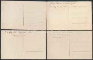 1921 Hajmáskéri laktanya fotói, 4 db, fotólap, rajtuk a parancsnoksági épülettel, barakkokkal, illet...