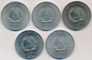 NDK 1971A 20M "Ernst Thälmann" (5x) T:1-,2 GDR 1971A 20 Mark "Ernst Thälmann" (5...