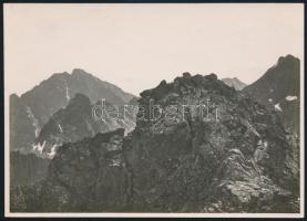 cca 1910  Magas-Tátra, kilátás a Tengerszem csúcsról délkelet felé, Erdélyi Mór felvétele, hátulján ...