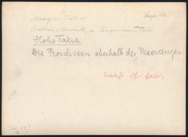 cca 1910  Magas-Tátra, Békás-tavak a Tengerszem-csúcs felé, Erdélyi Mór felvétele, hátulján felirato...