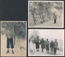 cca 1940 Síelés a hegyekben, 3 db fotó, 11.5x8.5 cm. és 8.5x12 cm. közötti méretben.