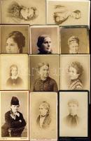 1860-1890 Régi fényképek: Női arc-, és mellképek (11db)