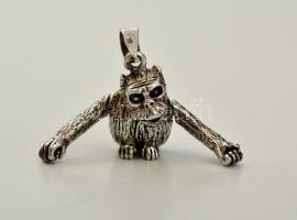 Ezüst(Ag) csimpánz függő, jelzett, 2,9x2,6 cm, nettó: 5,2 g