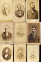 1860-1880 Régi fényképek: Férfi arc-, és mellképek (9db)