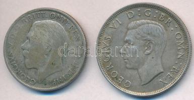 Nagy-Britannia 1923. 1Fl Ag "V. György" + 1945. 1/2C Ag "VI. György" T:2-3 Great Britain 1923. 1 Florin Ag "George V" + 1945. 1/2 Crown "George VI" C:XF-F Krause KM#817a, KM#856