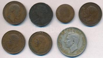 Nagy-Britannia 1909. 1f Br "VII. Edvárd" + 1862-1931. 1/2p Br (5xklf) + 1947. 1/2C Cu-Ni &...