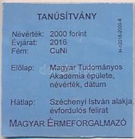 2016. 2000Ft Cu-Ni "225 éve született Széchenyi István" (66,9g/52,5mm) T:BU