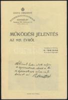1921 Zsófia Országos Gyermekszanatórium Egyesület működési jelenetése az 1921-es évről, Szerk.: Dr. Fodor Oszkár, fekete-fehér fotókkal, középen hajtásnyommal.