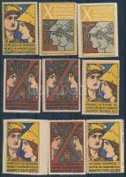 1913 Kereskedelmi Oktatásügyi Nemzetközi Kongresszus, Budapest 9 db klf levélzáró