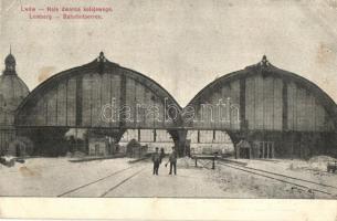Lviv, Lwów, Lemberg; Hale dwoca kolejowego / Bahnhofperron / railway station (pinholes)