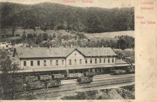 Anina, Stájerlakanina, Steierdorf; Vasútállomás vagonokkal. Hollschütz kiadása / railway station with wagons (fl)