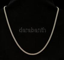 Ezüst(Ag) kétsoros gyöngymintás nyaklánc, jelzett, h: 45 cm, nettó: 8,4 g