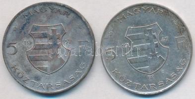 1947. 5Ft Ag "Kossuth" (2x) T:2-,3