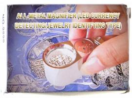 40x-es ékszerész nagyító fém testtel, ledes és Uv világítással, új állapotban