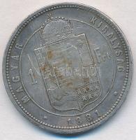 1881KB 1Ft Ag "Ferenc József / Középcímer" T:2-,3 kis ph.
Adamo M15