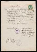 1895 Községi bizonyítvány 5kr okmánybélyeggel "ADÁSZ-TEVEL REF. LELKÉSZI HIVATAL"