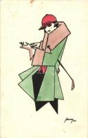 6 db RÉGI szignós művész motívumlap /  6 pre-1945 artist signed motive cards; August Patek, Anny Tek...