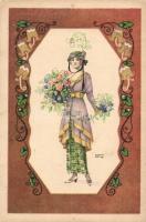 6 db RÉGI szignós művész motívumlap /  6 pre-1945 artist signed motive cards; August Patek, Anny Tek...