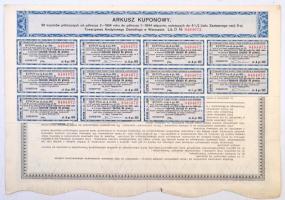 Lengyelország 1935. "Varsói Földhitel Bank" 4 1/2%-os jelzálog kötvénye 220Zl-ról, bélyegz...