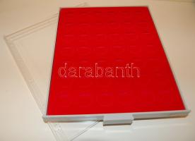 Lindner pénztartó luxuskazetta 42 férőhellyel, bordó bársonyborítással, átmérő 21mm, originál csomagolásban!