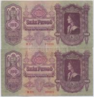 8db-os vegyes pengő bankjegy tétel, benne még egy korona, illetve egy adópengő bankjegy T:III,III-