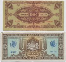 8db-os vegyes pengő bankjegy tétel, benne még egy korona, illetve egy adópengő bankjegy T:III,III-