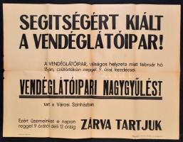 cca 1930-1940 Vendéglátóipari naggyűlés, Merkantil Nyomda, 47x63 cm.