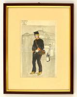 Trieste jelzéssel: Corso. Vegyes technika, papír, üvegezett keretben, 20×13 cm