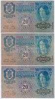 1913. 20K (3x) vízszintes "DEUTSCHÖSTERREICH" felülbélyegzéssel + 1915. 10K függőleges "DEUTSCHÖSTERREICH" felülbélyegzéssel T:II-III szép papír