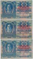 1913. 20K (3x) vízszintes "DEUTSCHÖSTERREICH" felülbélyegzéssel + 1915. 10K függőleges &qu...