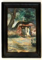 Grebah jelzéssel: Nyitott kapu. Akvarell, papír, üvegezett keretben, 30×20 cm