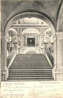 Arad, Lyceum lépcsőzete, belső. Kerpel Izsó kiadása / school interior, staircase